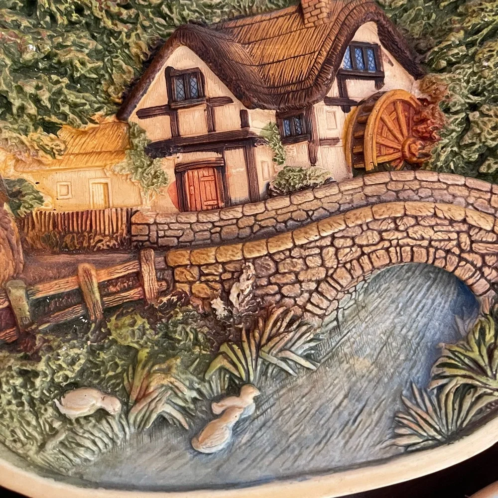 Set of 3 Vintage 1974 Legend Products England 3D Chalkware landscape Wall Plates - Picture 5 of 8